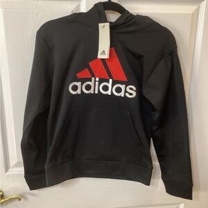 Adidas Black and Red Sweatshirt with Iconic Logo youth M